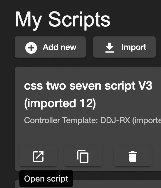 Open script in editor