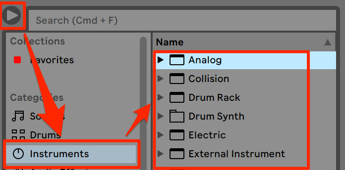 ableton add instrument to a midi track