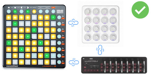 midi controllers connected together