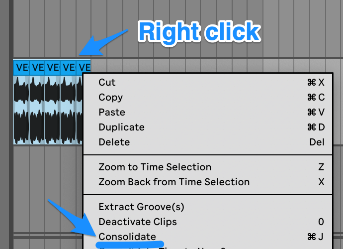 right click sample then click consolidate