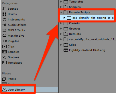 midi remote script in user library