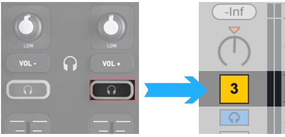 ableton track mute with right headphone button