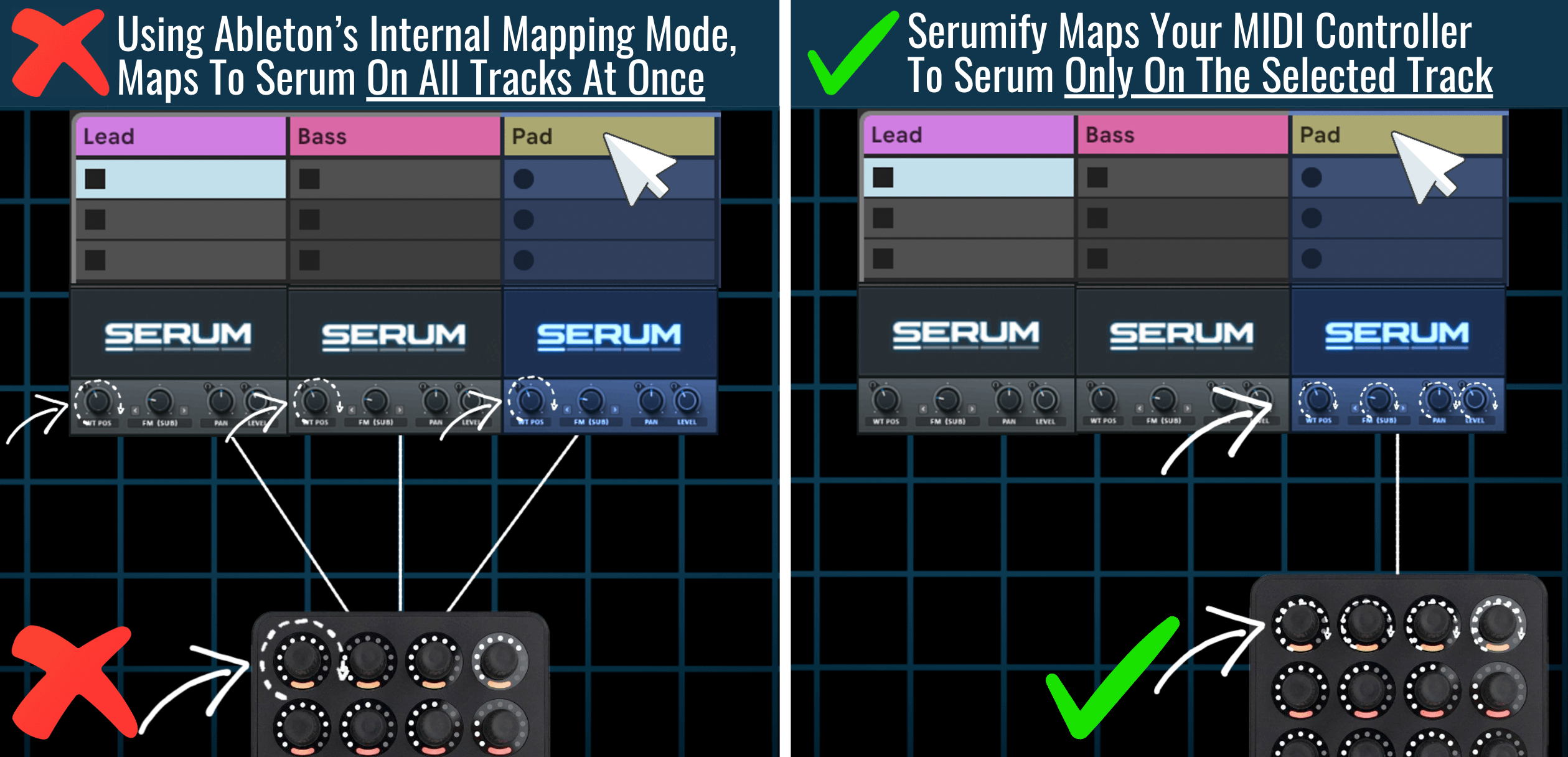 Comparing Ableton Live's Internal midi mapping vs the Serumify midi remote script